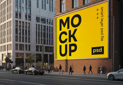 A billboard advertising mockup in a big city