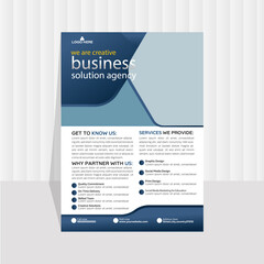 Modern Corporate Flyer Template with Blue Gradient and Abstract Shapes