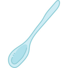 Simple light blue spoon illustration with transparent background and clean outline