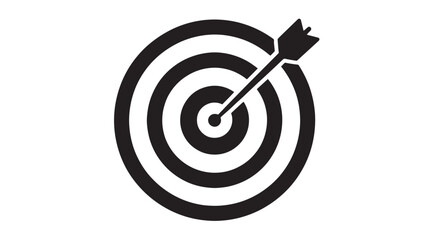 Target with arrow vector icon simple flat glyph design for business strategy isolated on white background
