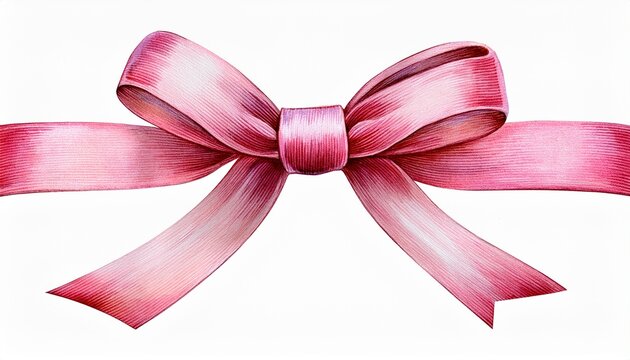 Decorative Pink Bow With Long Ribbon Accessory Little Girl Hand Drawn Watercolor Illustration Isolated On White Background For Gender Reveal Party Baby Shower Children S Design