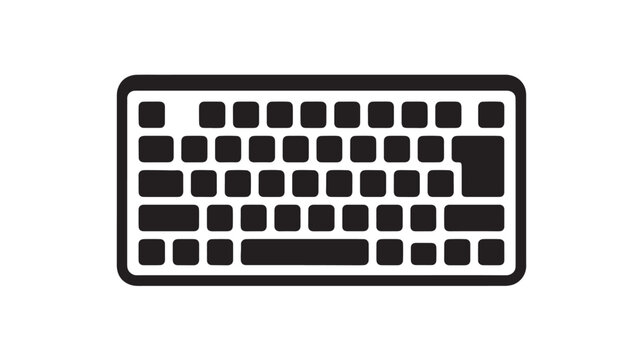 Black and white keyboard icon simple flat vector illustration for website design isolated on white background