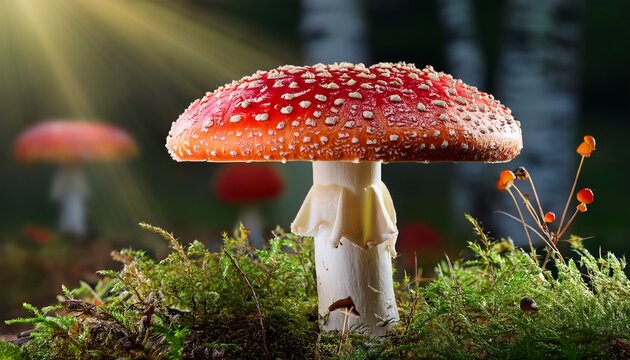 Amanita Muscaria Fungi Close Up