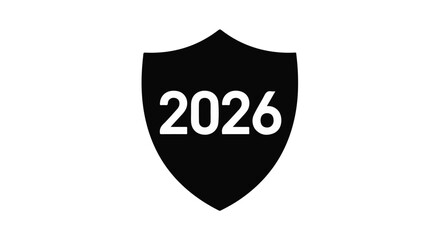 Secure shield with year 2026 represents future protection and planning