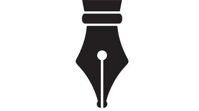 Fountain pen nib vector icon simple flat design isolated on white background for writing and calligraphy concepts