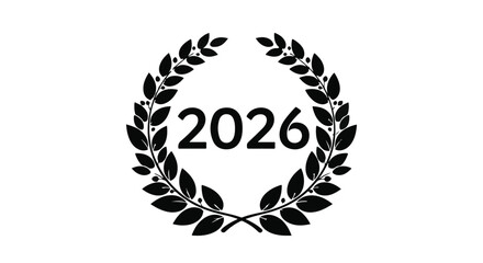 Year 2026 celebrated with a laurel wreath, symbolizing achievement and future success