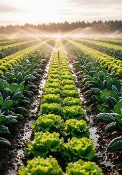 Irriga&ccedil;&atilde;o em hortali&ccedil;as com sistema de aspers&atilde;o em planta&ccedil;&atilde;o agr&iacute;cola