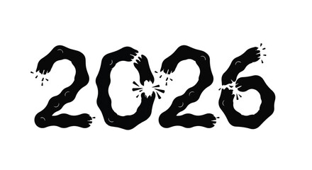 Bold black numbers forming the year 2026 with a splashy, energetic feel