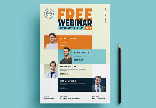 Webinar Promotion Flyer Layout with Orange Accents