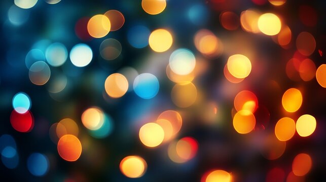 Vibrant bokeh lights creating a magical atmosphere perfect for holiday designs and festive backgrounds with a dazzling colorful glow - Powered by Adobe