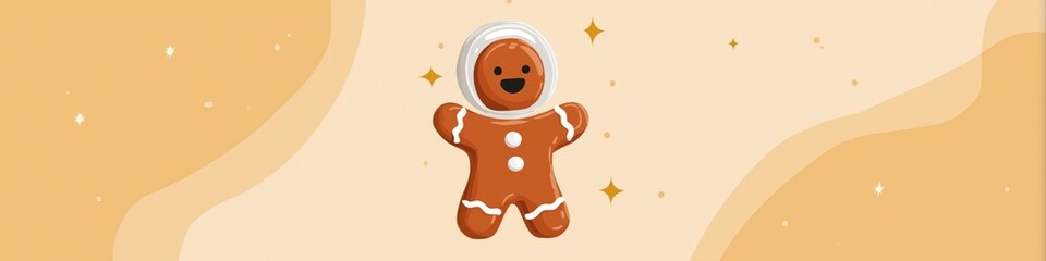 Obraz premium Smiling gingerbread astronaut cookie in space-themed background