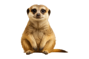Cute Meerkat Sitting Upright with Curious Expression Isolated on a Transparent Background