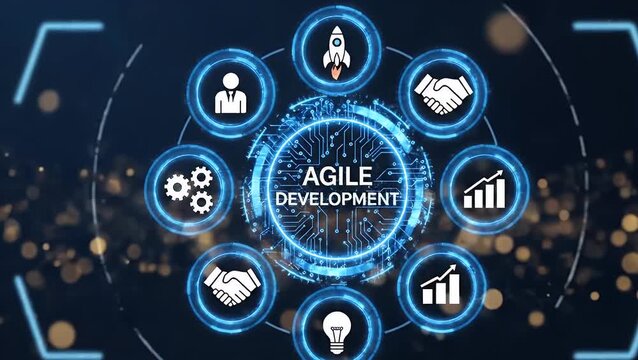 Agile development methodology concept on digital interface