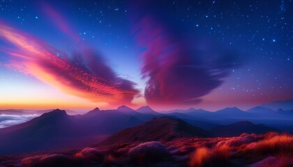 Fototapeta premium Night With Colourful Sky