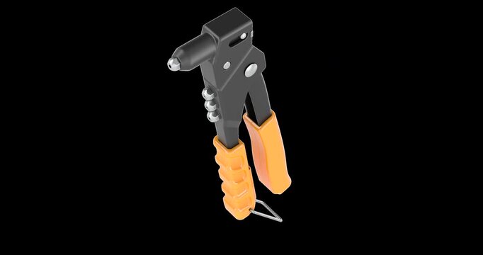 Hand Riveter, Rivet Gun rotation animation seamlessly loopable. 3D rendering isolated on transparent background