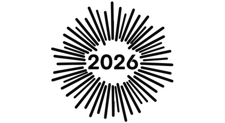 Bright burst of light surrounds the year 2026, signifying future possibilities and celebration.