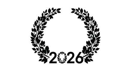 Elegant laurel wreath framing the year 2026, symbolizing achievement and future success