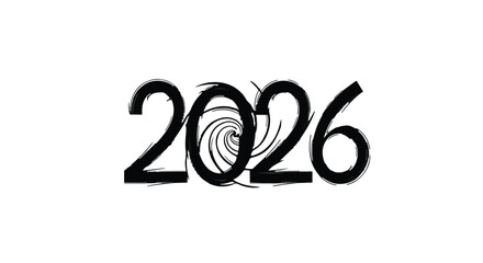The year 2026 depicted with a swirling vortex, symbolizing the future and upcoming events.