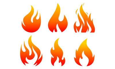 set fire icon vector logo