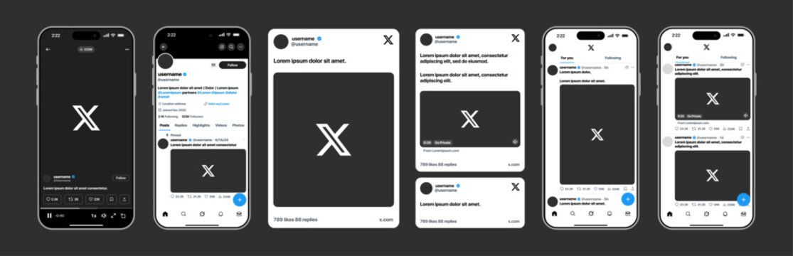 Twitter X Enhanced Feed UI with refined posts profile hub reply chains repost tools messages alerts trends media panel and modern carousel social layout vector illustration