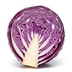 Fototapeta premium “Sliced red cabbage cross section detailed texture fresh organic vegetable food concept background design”
