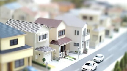 Video A small scale model of a town with a car driving down the street, great for s and presentations