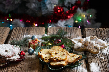 fresh Christmas cookies tree in background