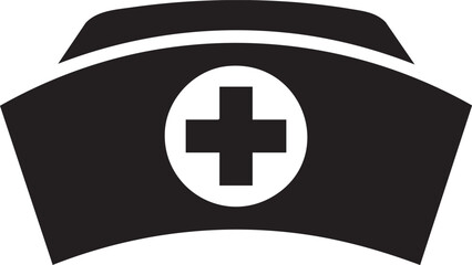 Obraz premium Classic nurse cap silhouette with medical cross isolated on transparent background