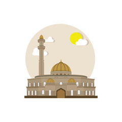 mosque prayer house landscape illustration