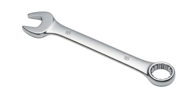 wrench isolated on a transparent background. Ideal for tools, hardware, repair