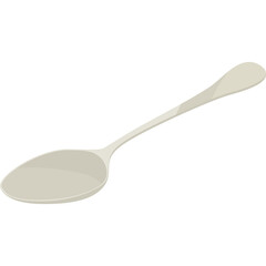 Simple Silver Spoon Isolated on a White Background with a Transparent Backdrop and Subtle Reflections