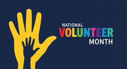 Celebrate National Volunteer Month with vibrant, diverse hands reaching out to help others, promoting community support and positive change through service
