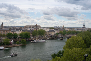 Obraz premium Paris, France - Scenic View of the Seine River in the Spring