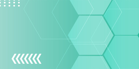 Abstract mint green color with hexagon pattern background looks like honeycomb. Modern hexagon graphic design. Futuristic concept.