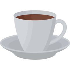 Simple White Coffee Cup Filled With Dark Beverage Sitting On Matching Saucer Isolated On Transparent Background