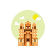 Gurdwara house of worship landscape illustration