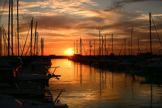 sunset in the harbor