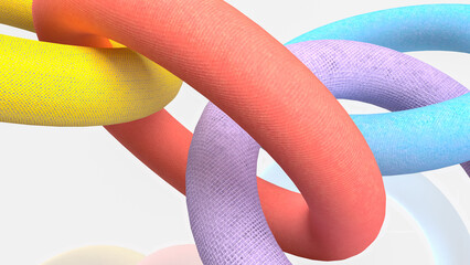 The Colorful Abstract 3D Torus Shapes Interlocked for Abstract Background concept.