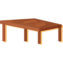 Simple Wooden Table With Four Legs On Transparent Background Isolated Object