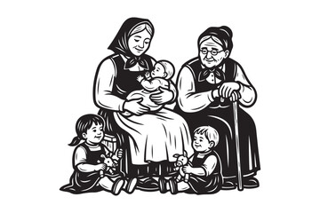 Generations gathered together in a warm family portrait