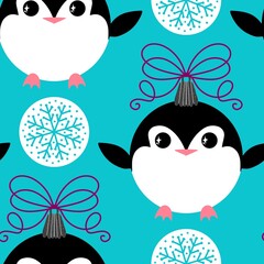Christmas animals seamless penguin pattern for wrapping paper and fabrics and kids print