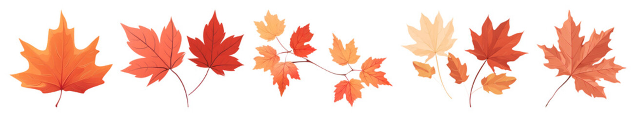 Obraz premium PNG Autumn leaves border decoration, element set on transparent background
