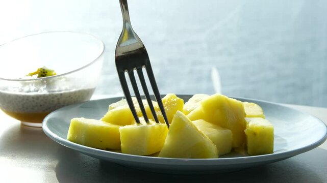 pineapple pieces fork cut the pineapple rings into pieces. Cooking with canned pineapples.