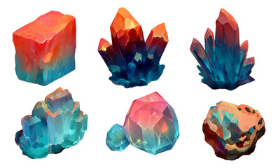 Fototapeta premium A Collection of Stylized 3D Crystal Elements for Architectural Visualization