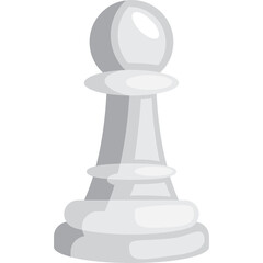 Single White Chess Pawn Piece Standing Tall on Transparent Background Representing Strategy and Game of Chess