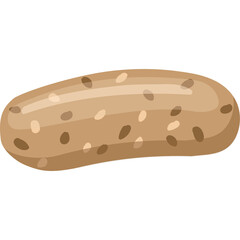 Single Whole Grain Bread Loaf With Seeds In A Stylized Cartoonish Illustration On A Transparent Background