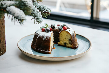 christmas cake on a plate