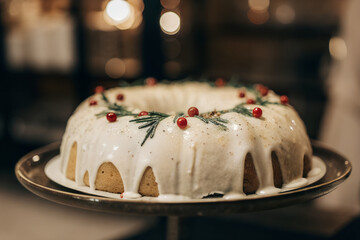 christmas cake with candles