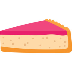 Slice of Cheesecake with Pink Topping and Golden Crust on Transparent Background a Delicious Dessert Treat