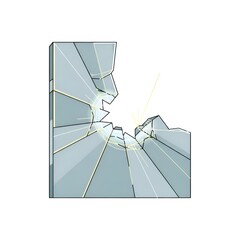 Shattered Glass Corner with Sharp Edges and Cracks.